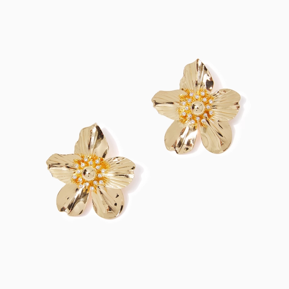 NEW Lilly Pulitzer Orchid Oversized Earrings in Gold